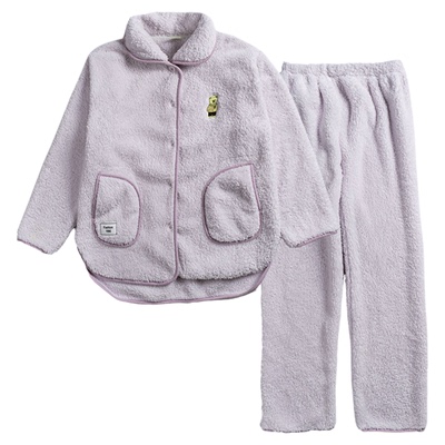 2025秋冬季睡衣女小熊卡通珊瑚绒睡衣套装加绒加厚法兰绒家居服