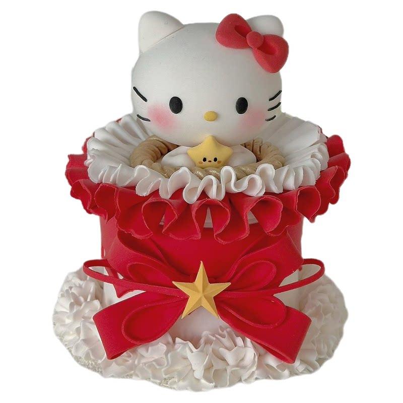 HelloKitty猫纯手工戒指盒首饰盒可爱红色收纳盒生日礼物粘土