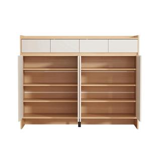 三梦全实木鞋柜家用门口收纳柜一体靠墙2025新款入户门楼道外鞋架