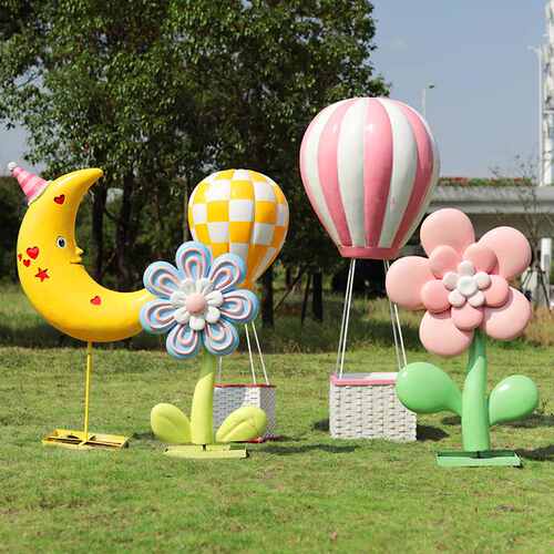 卡通爱心热气球花朵户外玻璃钢雕塑园林景观花园庭院装饰小品