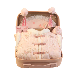 中国风婴儿汉服礼盒加厚冬季女宝宝满月礼服百天周岁送礼初生礼物