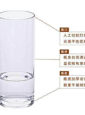 鲜枝雪柳龙柳专用花瓶透明玻璃高款落地水培器皿3035405060cm高