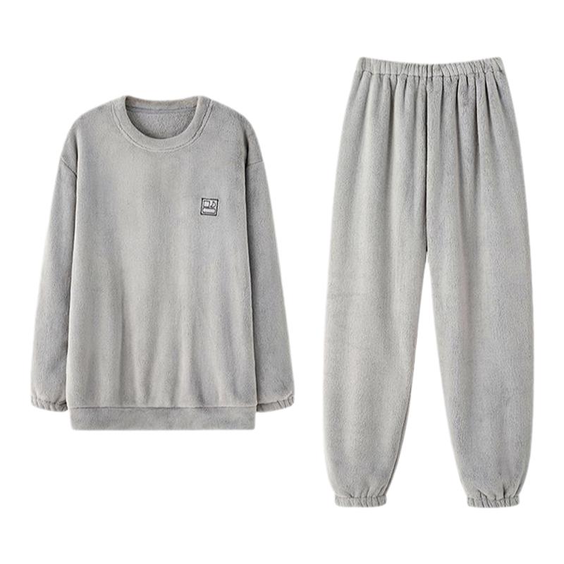啄木鸟珊瑚绒睡衣男秋冬款加绒加睡衣/家居服套装