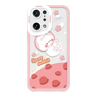 阿仙奴浮空小熊适用oppofindx5手机壳可爱女款r17pro透明硅胶小众findx3pro镜头全包r15梦境新款卡通网红创意