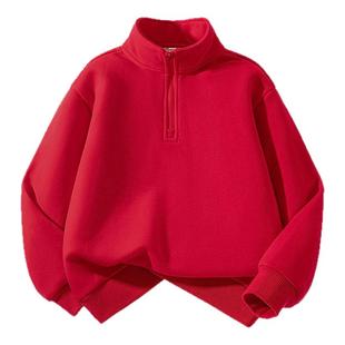 真维斯童装儿童加绒卫衣男童冬季红色打底衫女童2026新年喜庆上衣