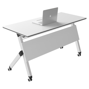 折叠会议桌培训桌椅组合长桌可移动拼接条形双人带轮小会议室桌椅