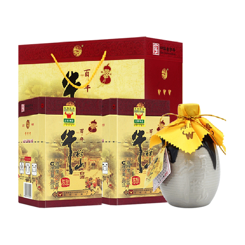 牛栏山52度百年陈酿三牛400ml*2瓶(含手提袋)浓香型纯粮高度白酒