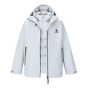 骆驼男装羽绒冲锋衣男2025秋冬新款鹅绒保暖户外三防连帽外套男