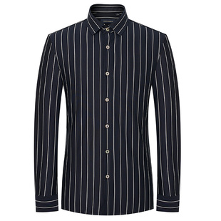 【丝棉针织】报喜鸟春季新款男士商务休闲长袖衬衫条纹衬衣上衣男