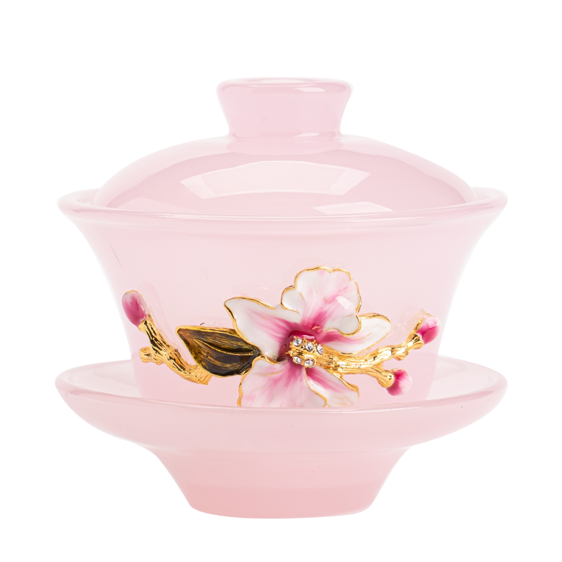 花语琉璃三才盖碗功夫茶具