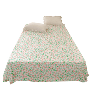 小树莓 插画师原创清新小碎花全棉双层纱床单床笠单件纯棉可定制