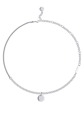 钛钢长款圆牌字母毛衣链不褪色