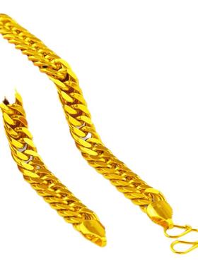 创缘霸气镀黄金项链女细沙金