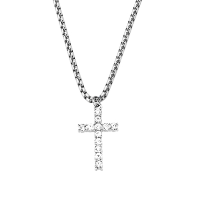 欧美镶钻十字架ins百搭毛衣链