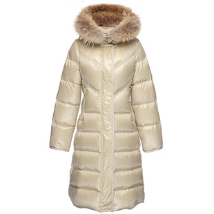 重磅加厚OBEG欧碧倩冬鹅绒修身长款大毛领羽绒服10444073