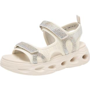 天美意闪钻运动厚底凉鞋女外穿沙滩休闲凉鞋子夏新款CS322BL4