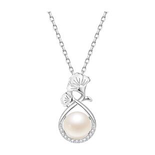 中国黄金珍尚银纯银项链珍珠吊坠颈链女款饰品生日礼物送妈妈S925