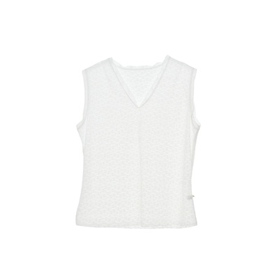 绝美法式浪漫V领白色蕾丝背心