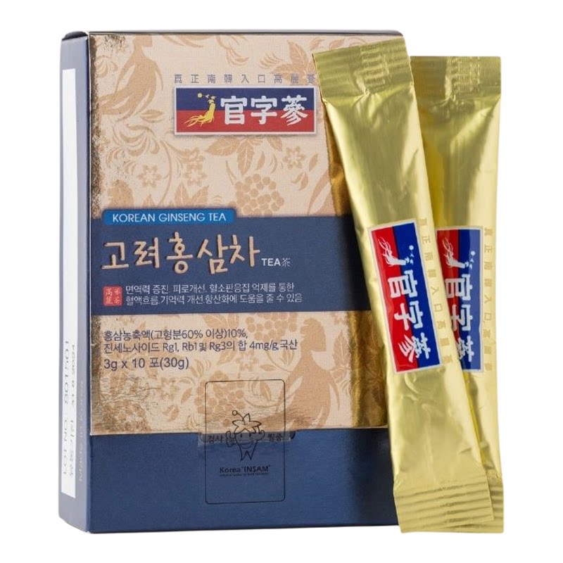 官字参高丽参茶套装高丽红参茶×5盒人参果茶×5盒补气提神记忆力