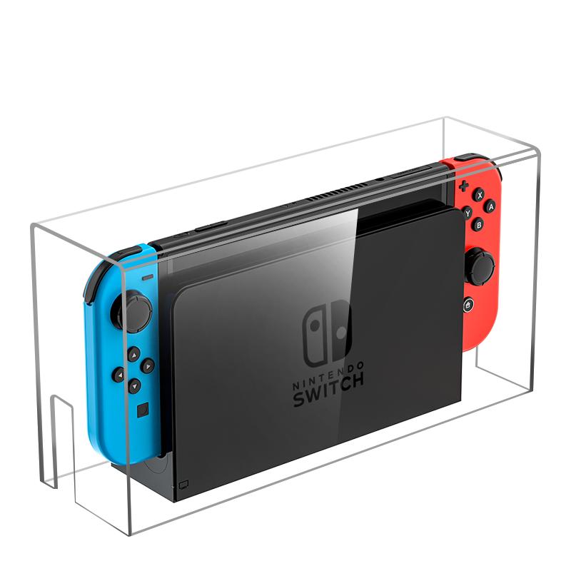 锦读Jemdo适用任天堂switch防尘罩ns2代游戏机底座盒oled主机套透明一体亚克力保护壳二代卡带置物收纳架配件