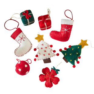 圣诞节装饰羊毛毡手工diy圣诞装饰树雪花圣诞球姜饼人小礼物挂件