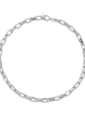 O型拼接古巴项链男女ins潮街头嘻哈颈链OT扣钛钢粗链条男士锁骨链