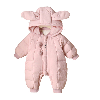 婴儿衣服女宝宝羽绒服连体冬装冬季婴幼儿小月龄外出抱服外套冬季