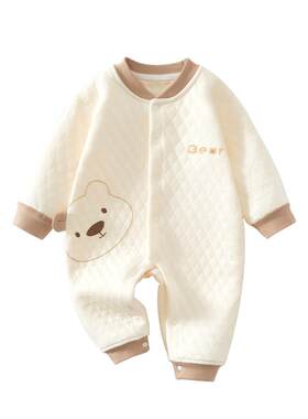 小聪熊婴儿衣服秋冬夹棉连体衣男
