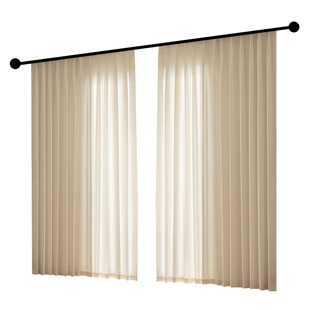 奶茶色镜面纱窗帘透光不透人纱帘飘窗客厅阳台防晒2025新款夏季沙