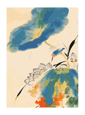 diy数字油画成人风景手工填色丙烯油彩填色画手绘装饰画 荷塘清趣
