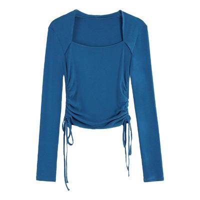 坎肩一片式方领两侧收绳显瘦上衣