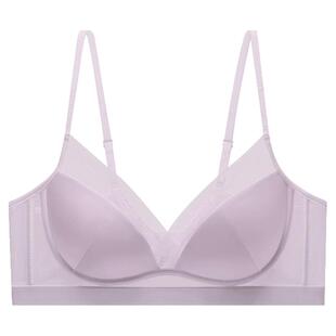 幸棉内衣女缎面网纱小胸聚拢显大承托防下垂夏薄款透气凉感文胸罩