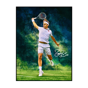 费德勒网球挂画体育馆俱乐部球室装饰画纳达尔励志体育明星壁画