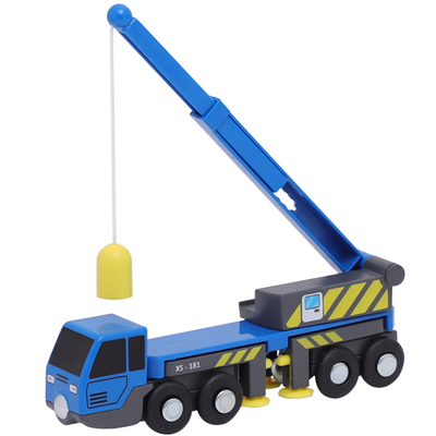 磁性蓝色升降吊机车木质轨道米兔