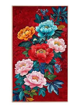 绽放牡丹-数字油画diy大尺寸花卉手工填涂色解压治愈客厅 装饰画