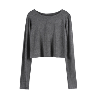 短款长袖T恤小心机上衣jazz跳舞服爵士舞蹈服女性感嘻哈演出服春