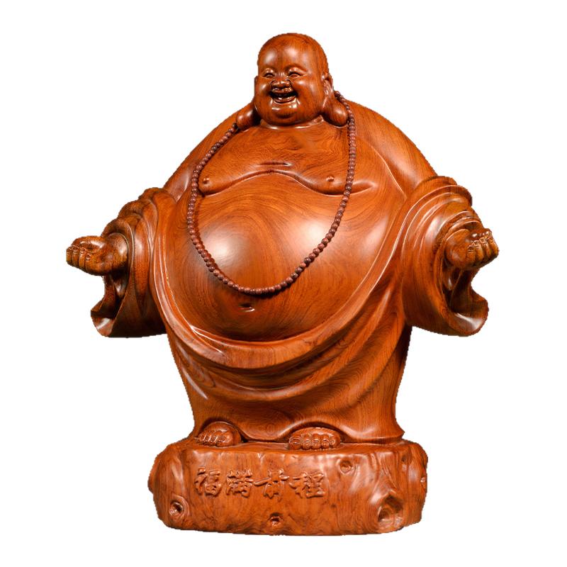 花梨木摆件雕刻大肚弥勒佛