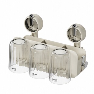 牙刷置物架吸盘式免打孔壁挂透明牙杯架卫生间漱口杯刷牙杯整理架