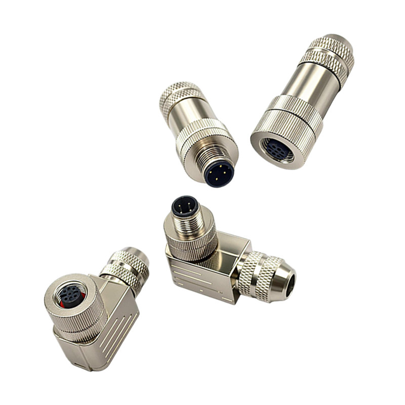M12金属连接器以太网接头profinet航空防水屏蔽插头4芯5芯8芯12芯