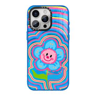 benefit时尚彩绘笑脸小花17适用于iphone16promax苹果15PRO晶盾磁吸手机壳13新款14套12冰川纹防摔彩色边框