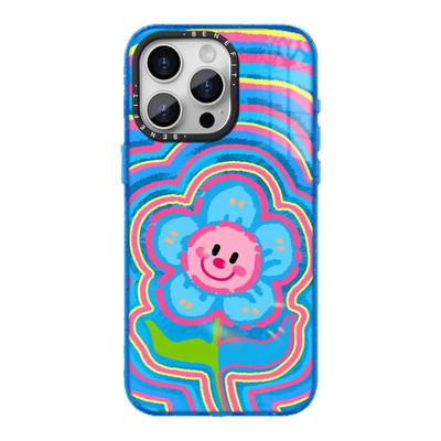 benefit时尚彩绘笑脸小花17适用于iphone16promax苹果15PRO晶盾磁吸手机壳13新款14套12冰川纹防摔彩色边框