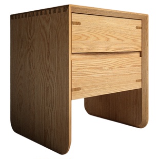 北美白橡木床头柜小边几纯全实木窄迷你北欧日式抽屉柜二斗柜储物