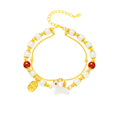 【HR】999足金十二生肖黄金手链