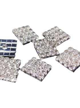 满钻扣子 手缝钻 带孔钻饰品 衣服配件 服装辅料正方圆形花朵钻扣