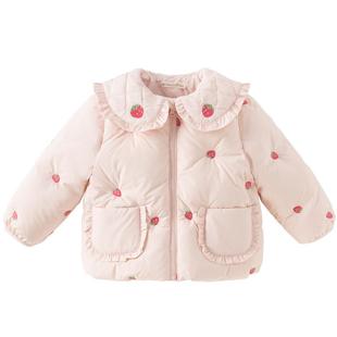戴维贝拉宝宝轻薄羽绒服冬款儿童三防外套可爱女宝叠穿保暖内胆
