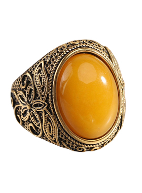 个性男士黄宝石戒指钛钢