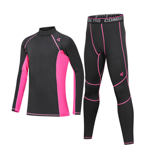 儿童冬季加绒保暖速干训练服男女童紧身弹力羽毛球服吸湿排汗健身