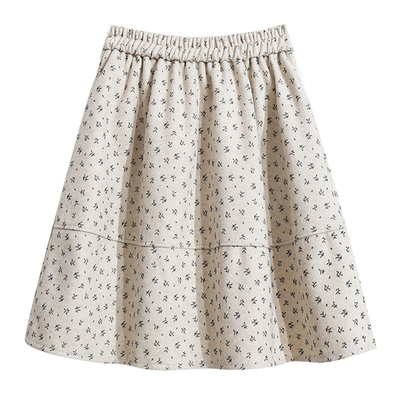 秋冬小个子碎花毛呢拼接半身裙女2025冬季新款A字短裙半裙伞裙冬