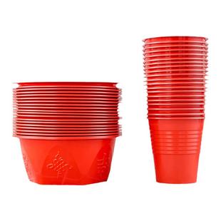 一次性碗筷套装餐具酒席杯碟勺子家用环保加厚高档喜宴结婚红色碗