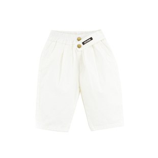 mimy男童白色休闲裤韩版宽松沙滩裤简约宝宝亲肤裤子纯白百搭洋气